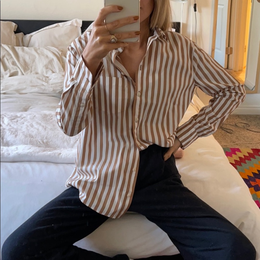 Madewell oversized stripe button down XXS
